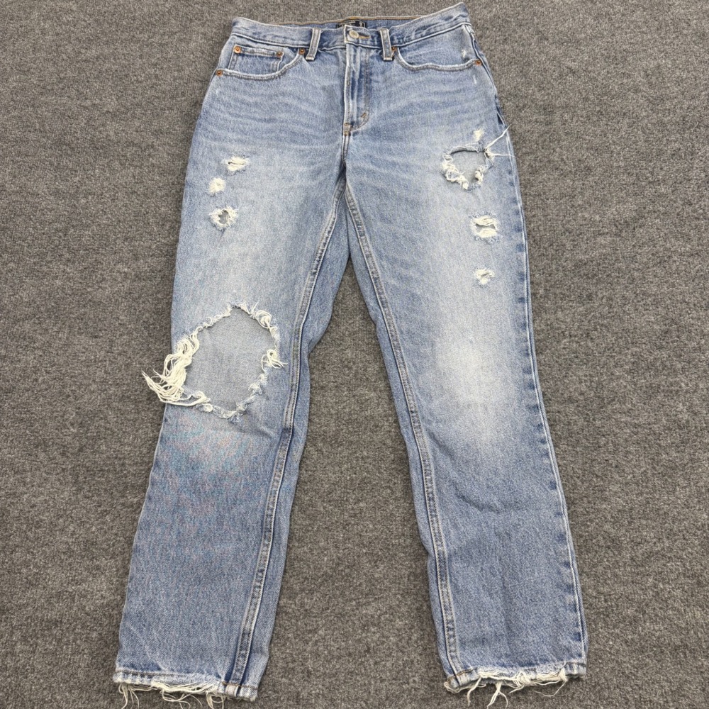 Abercrombie Fitch Mom Jean Womens 26 2R Light Wash High Rise Ripped Distressed